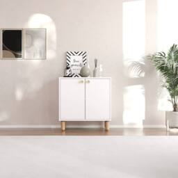 CALICOSY Small 2-Door Sideboard With Solid Beech Legs, 72 Cm Wide - LINA in White - thumbnail 2