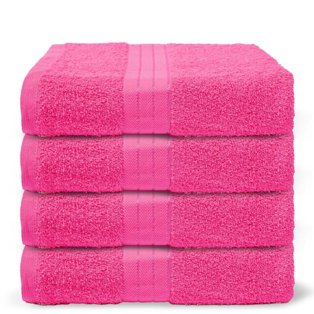 OHS 4 Pack of 100% Cotton Bathroom Bath Towel in Pink - image 1