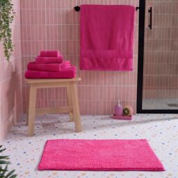 OHS 4 Pack of 100% Cotton Bathroom Bath Towel in Pink - thumbnail 6