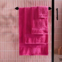 OHS 4 Pack of 100% Cotton Bathroom Bath Towel in Pink - thumbnail 5