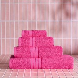 OHS 4 Pack of 100% Cotton Bathroom Bath Towel in Pink - thumbnail 4
