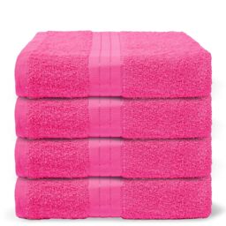 OHS 4 Pack of 100% Cotton Bathroom Bath Towel in Pink
