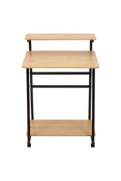 Living and Home 3-Tier Computer Desk with Wheels in Light Brown - thumbnail 3