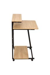 Living and Home 3-Tier Computer Desk with Wheels in Light Brown - thumbnail 4