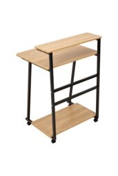Living and Home 3-Tier Computer Desk with Wheels in Light Brown - thumbnail 5