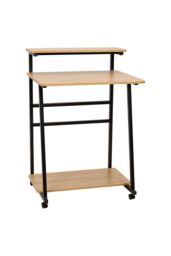 Living and Home 3-Tier Computer Desk with Wheels in Light Brown - thumbnail 2
