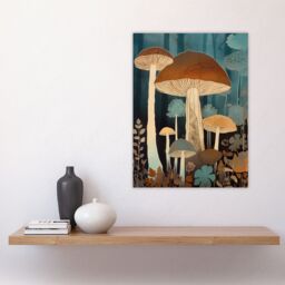 "Artery8 Cep Mushroom Earthy Aesthetic Modern Blue Brown Large Wall Art Poster Print Thick Paper 18X24 Inch - Size: W18"" x H24""" - thumbnail 4