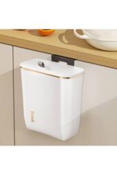 Garden Sanctuary Kitchen Bathroom Hanging Waste Bin with Lid in White