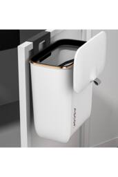 Garden Sanctuary Kitchen Bathroom Hanging Waste Bin with Lid in White - thumbnail 3