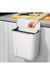 Garden Sanctuary Kitchen Bathroom Hanging Waste Bin with Lid in White - thumbnail 4