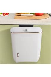 Garden Sanctuary Kitchen Bathroom Hanging Waste Bin with Lid in White - thumbnail 2