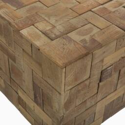 Wyld and Coco Gambo Teak Coffee Side Table Brown Matte Finish Geometric Cube - thumbnail 5
