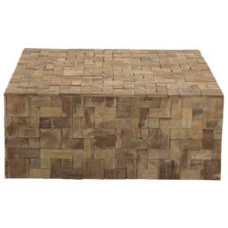 Wyld and Coco Gambo Teak Coffee Side Table Brown Matte Finish Geometric Cube - thumbnail 4
