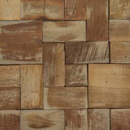 Wyld and Coco Gambo Teak Coffee Side Table Brown Matte Finish Geometric Cube - thumbnail 6