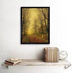 "Artery8 John Atkinson Grimshaw Autumns Golden Glow Framed Art Print in Yellow - Size: W12"" x H16""" - thumbnail 2