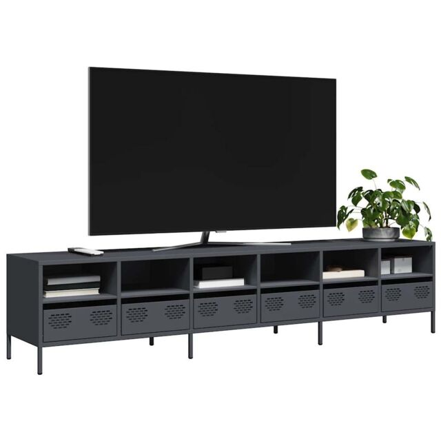 Berkfield Home TV Cabinet Anthracite 202x39x43.5 cm Cold-rolled Steel in Black - image 1