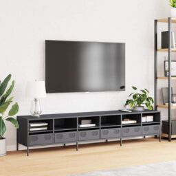 Berkfield Home TV Cabinet Anthracite 202x39x43.5 cm Cold-rolled Steel in Black - thumbnail 3