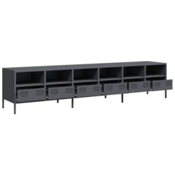 Berkfield Home TV Cabinet Anthracite 202x39x43.5 cm Cold-rolled Steel in Black - thumbnail 4