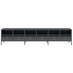 Berkfield Home TV Cabinet Anthracite 202x39x43.5 cm Cold-rolled Steel in Black - thumbnail 5