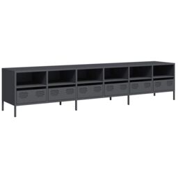 Berkfield Home TV Cabinet Anthracite 202x39x43.5 cm Cold-rolled Steel in Black - thumbnail 2