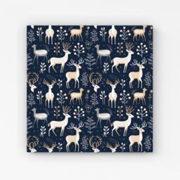 Warren Reed - Designer Reindeer, Whimsical, Illustration Pattern Canvas in Blue - Size: w10 inch x h10 inch - thumbnail 1