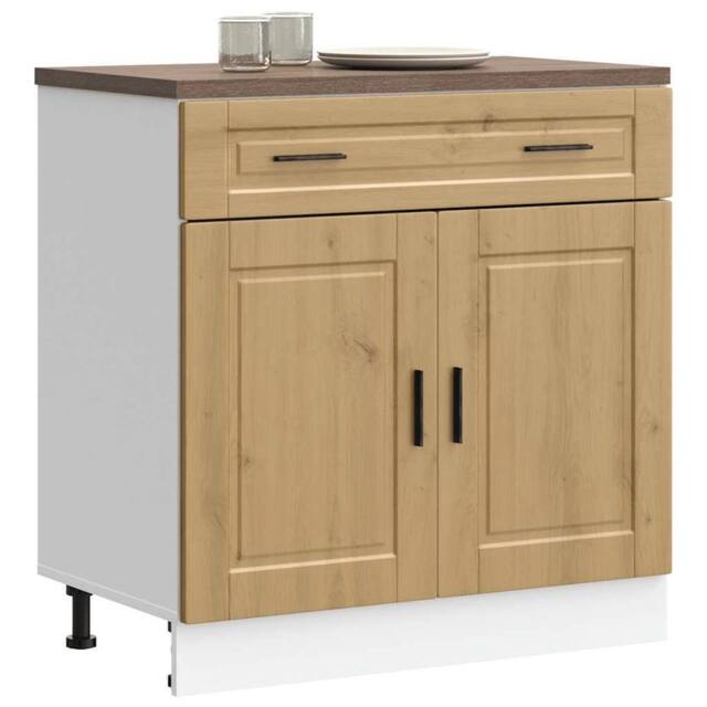 Berkfield Home Kitchen Base Cabinet¬†Porto Artisan Oak Engineered Wood in Brown - image 1