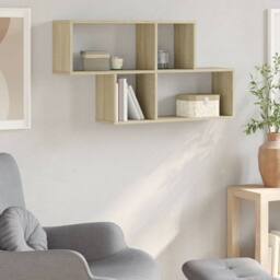 Berkfield Home Wall Shelf Sonoma Oak 100x20x53 cm Engineered Wood in Light Tan - Size: 100 x 20 x 53 cm