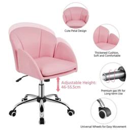 Kelvenix Leather Home Office Chair Simple Pink - Size: 0.6m2 - thumbnail 5