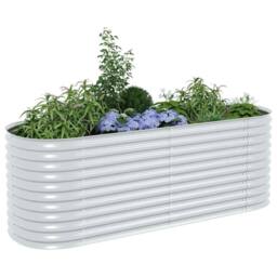 Berkfield Home Garden Raised Bed 240x80x81 cm Galvanised Steel Silver - Size: 240 x 80 x 81 cm - thumbnail 3