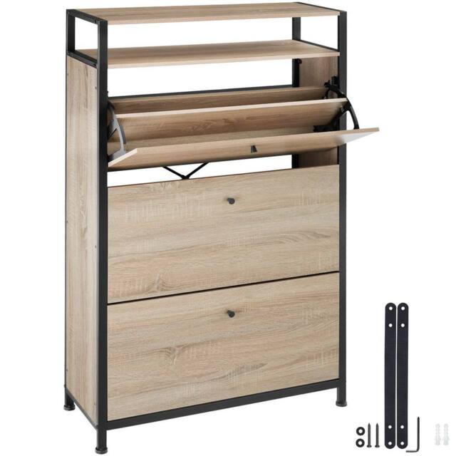 tectake Shoe Rack Buffalo 81 Cm - Industrial Wood Light, Oak Sonoma in Light Oak - image 1
