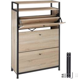 tectake Shoe Rack Buffalo 81 Cm - Industrial Wood Light, Oak Sonoma in Light Oak - thumbnail 1