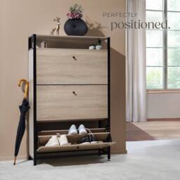 tectake Shoe Rack Buffalo 81 Cm - Industrial Wood Light, Oak Sonoma in Light Oak - thumbnail 8