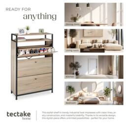 tectake Shoe Rack Buffalo 81 Cm - Industrial Wood Light, Oak Sonoma in Light Oak - thumbnail 7