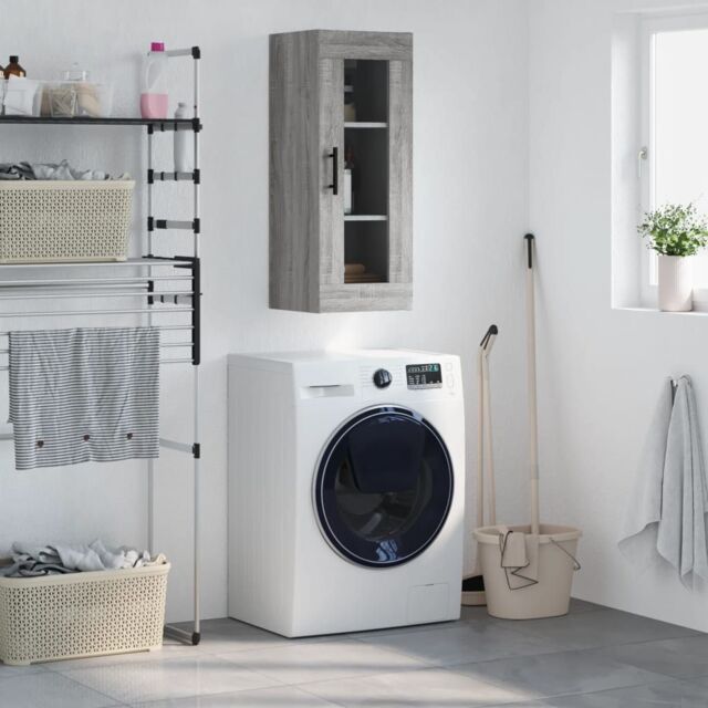Berkfield Home Wall Mounted Cabinet Grey Sonoma 34.5x34x90 cm - image 1