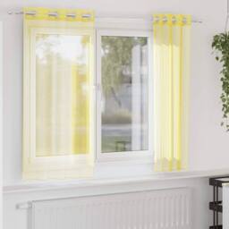 Berkfield Home Voile Curtains with Grommets 2 pcs Yellow - thumbnail 2