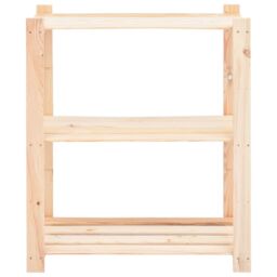 Berkfield Home 3-Tier Storage Rack 80x38x90 cm Solid Pinewood 150 kg in Beige - Size: 80 x 38 x 90 cm - thumbnail 3