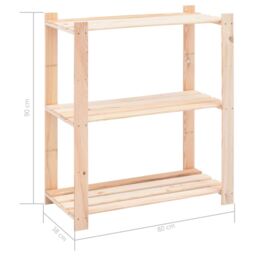Berkfield Home 3-Tier Storage Rack 80x38x90 cm Solid Pinewood 150 kg in Beige - Size: 80 x 38 x 90 cm - thumbnail 7