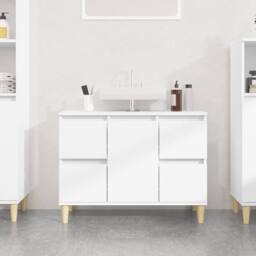 Berkfield Home Sink Cabinet White 80x33x60 cm Engineered Wood - Size: 80 x 33 x 60 cm - thumbnail 1