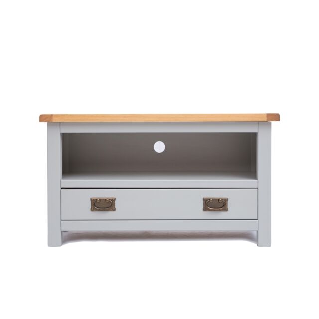 Cabinet Bits Argenta Light Grey 1 Drawer TV Cabinet Brass Drop Handle - image 1