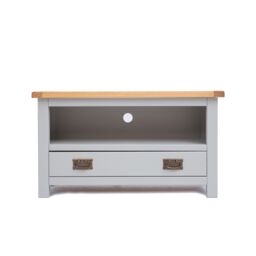 Cabinet Bits Argenta Light Grey 1 Drawer TV Cabinet Brass Drop Handle