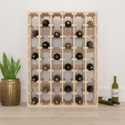 Berkfield Home Wine Rack 70x33x94 cm Solid Wood Pine in Brown - Size: 70 x 33 x 94 cm - thumbnail 3