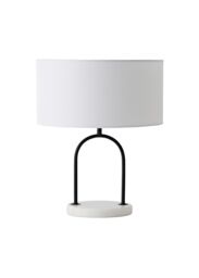 ValueLights Rachel Black Arch Marble Base Table Lamp with White Linen Lamp Shade - thumbnail 6