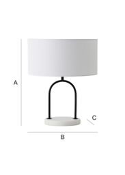 ValueLights Rachel Black Arch Marble Base Table Lamp with White Linen Lamp Shade - thumbnail 7