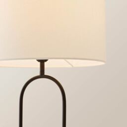 ValueLights Rachel Black Arch Marble Base Table Lamp with White Linen Lamp Shade - thumbnail 4