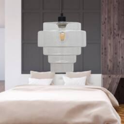 First Choice Lighting Benson - 5 Tier Clear Glass & Black Ceiling Pendant Light Fitting - thumbnail 4