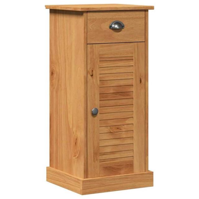 "Berkfield Home Bathroom Cabinet ""VIGO"" with Drawer 37x34x80 cm Solid Wood Pine in Brown - Size: 37 x 34 x 80 cm" - image 1