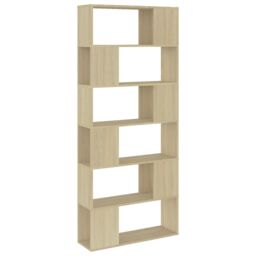 Berkfield Home Book Cabinet Room Divider Sonoma Oak 80x24x186 cm Engineered Wood in Brown - Size: 80 x 24 x 186 cm - thumbnail 2