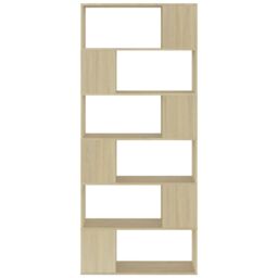 Berkfield Home Book Cabinet Room Divider Sonoma Oak 80x24x186 cm Engineered Wood in Brown - Size: 80 x 24 x 186 cm - thumbnail 3