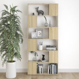 Berkfield Home Book Cabinet Room Divider Sonoma Oak 80x24x186 cm Engineered Wood in Brown - Size: 80 x 24 x 186 cm - thumbnail 6