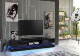 Creative Furniture Bloom TV Unit 180cm - A Functional & Contemporary Cabinet with Gloss Doors & LED Lights in Black - thumbnail 6